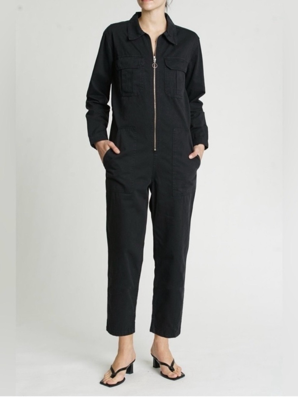 Pistola Utility Black Zip-Front Women's Jumpsuit